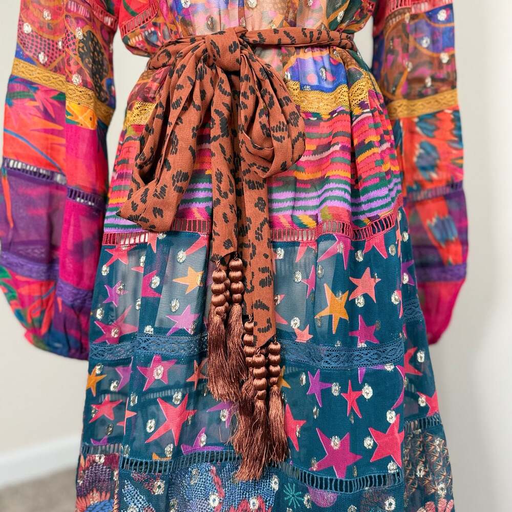 FARM Rio Multicolor Floral Maxi Dress in Red, Pink, Orange, Blue & Green - Picture 10 of 13